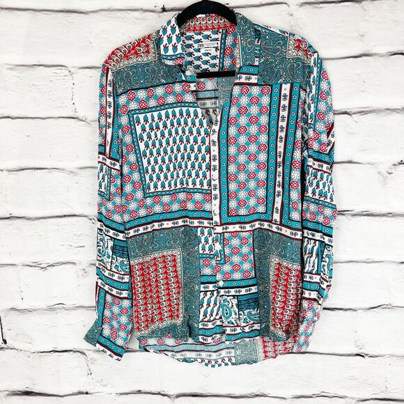 Zara Other - Zara Men's Multicolor Geometric Slim Fit Long Sleeve Shirt M